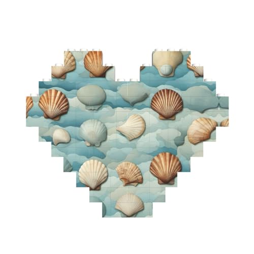 Muschel-Druck, Baustein-Puzzle, herzförmig, personalisierbar, Valentinstagsgeschenke Muschel-Druck, Baustein-Puzzle, herzförmig, personalisierbar, Valentinstagsgeschenke von ASSORT