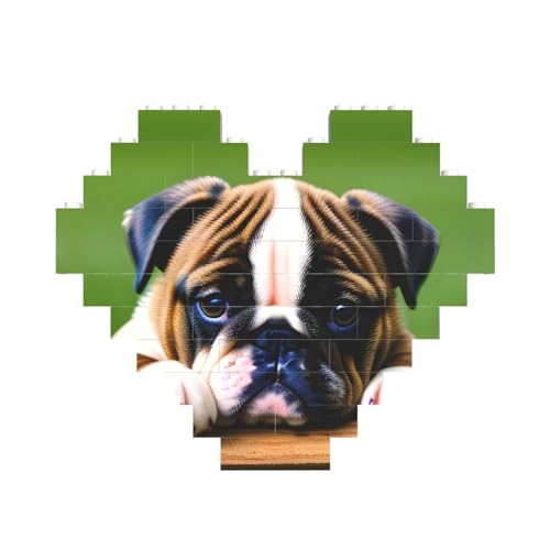 Niedlicher Bulldoggen-Welpen-Druck, Baustein-Puzzle, herzförmig, personalisierbar, Valentinstagsgeschenk Niedlicher Bulldoggen-Welpen-Druck, Baustein-Puzzle, herzförmig, personalisierbar, Valentinstagsgeschenk von ASSORT