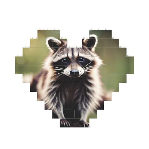 Niedlicher Waschbär-Druck, Baustein-Puzzle, herzförmig, personalisierbar, Valentinstagsgeschenke Niedlicher Waschbär-Druck, Baustein-Puzzle, herzförmig, personalisierbar, Valentinstagsgeschenke von ASSORT