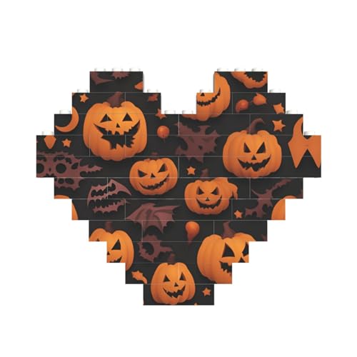 Niedliches Halloween-Muster, Baustein-Puzzle, herzförmig, personalisierbar, Valentinstagsgeschenk von ASSORT