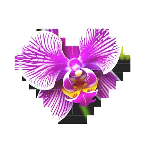 Orchideen-Blumendruck, Baustein-Puzzle, herzförmig, personalisierbar, Valentinstagsgeschenk Orchideen-Blumendruck, Baustein-Puzzle, herzförmig, personalisierbar, Valentinstagsgeschenk von ASSORT