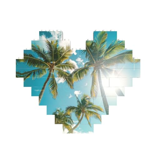 Palmen-Druck, Baustein-Puzzle, herzförmig, personalisierbar, Valentinstagsgeschenke Palmen-Druck, Baustein-Puzzle, herzförmig, personalisierbar, Valentinstagsgeschenke von ASSORT