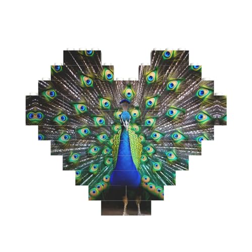 Pfauen-Druck-Baustein-Puzzle, herzförmig, personalisierbar, Valentinstagsgeschenk Pfauen-Druck-Baustein-Puzzle, herzförmig, personalisierbar, Valentinstagsgeschenk von ASSORT