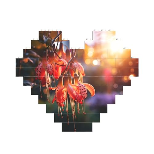 Pflanzen-Blumendruck, Baustein-Puzzle, herzförmig, personalisierbar, Valentinstagsgeschenk Pflanzen-Blumendruck, Baustein-Puzzle, herzförmig, personalisierbar, Valentinstagsgeschenk von ASSORT