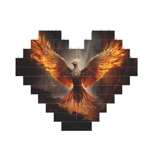 Phoenix Print Baustein-Puzzle in Herzform, personalisierbar, Valentinstagsgeschenke Phoenix Print Baustein-Puzzle in Herzform, personalisierbar, Valentinstagsgeschenke von ASSORT