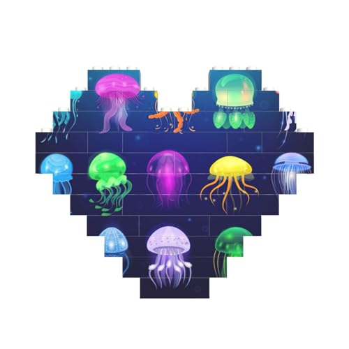 Quallen-Ozean-Druck, Baustein-Puzzle, herzförmig, personalisierbar, Valentinstagsgeschenke Quallen-Ozean-Druck, Baustein-Puzzle, herzförmig, personalisierbar, Valentinstagsgeschenke von ASSORT