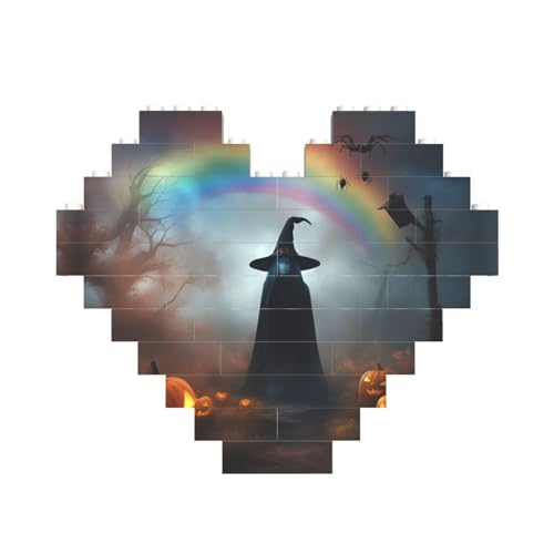 Regenbogen-Hexenhut, Halloween-Geist, Spinnen-Druck, Baustein-Block, Puzzle, herzförmig, personalisierbar, Valentinstagsgeschenke Regenbogen-Hexenhut, Halloween-Geist, Spinnen-Druck, Baustein-Block, Puzzle, herzförmig, personalisierbar, Valentinstagsgeschenke von ASSORT