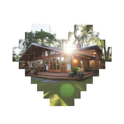 Rustikaler Holzdruck, Baustein-Puzzle, herzförmig, personalisierbar, Valentinstagsgeschenk Rustikaler Holzdruck, Baustein-Puzzle, herzförmig, personalisierbar, Valentinstagsgeschenk von ASSORT