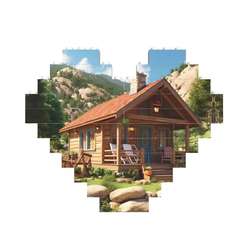 Rustikaler Holzdruck, Baustein-Puzzle, herzförmig, personalisierbar, Valentinstagsgeschenk Rustikaler Holzdruck, Baustein-Puzzle, herzförmig, personalisierbar, Valentinstagsgeschenk von ASSORT