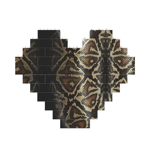 Schlangenhaut-Druck, Baustein-Puzzle, herzförmig, personalisierbar, Valentinstagsgeschenke Schlangenhaut-Druck, Baustein-Puzzle, herzförmig, personalisierbar, Valentinstagsgeschenke von ASSORT