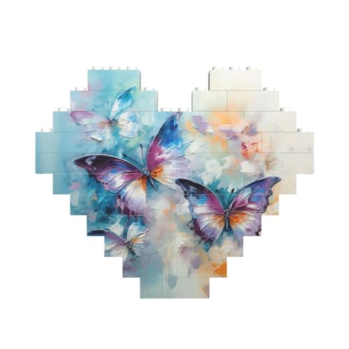 Schmetterlings-Druck, Baustein-Puzzle, herzförmig, personalisierbar, Valentinstagsgeschenke Schmetterlings-Druck, Baustein-Puzzle, herzförmig, personalisierbar, Valentinstagsgeschenke von ASSORT
