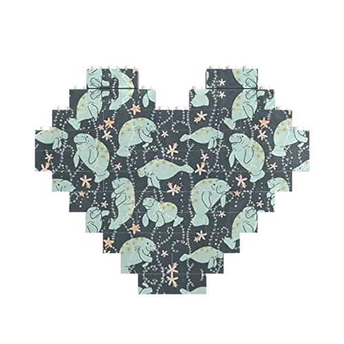 Seekuh, Tierdruck, Baustein-Puzzle, herzförmig, personalisierbar, Valentinstagsgeschenk Seekuh, Tierdruck, Baustein-Puzzle, herzförmig, personalisierbar, Valentinstagsgeschenk von ASSORT