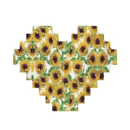 Sonnenblumen-Druck, Baustein-Puzzle, herzförmig, personalisierbar, Valentinstagsgeschenke Sonnenblumen-Druck, Baustein-Puzzle, herzförmig, personalisierbar, Valentinstagsgeschenke von ASSORT
