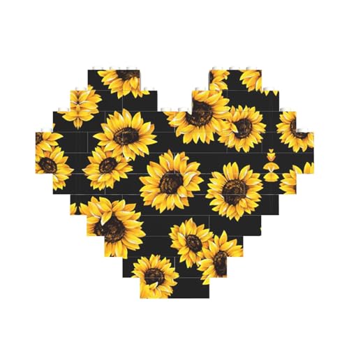 Sonnenblumen-Druck, Baustein-Puzzle, herzförmig, personalisierbar, Valentinstagsgeschenke Sonnenblumen-Druck, Baustein-Puzzle, herzförmig, personalisierbar, Valentinstagsgeschenke von ASSORT