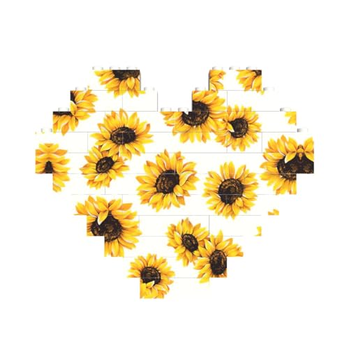 Sonnenblumen-Druck, Baustein-Puzzle, herzförmig, personalisierbar, Valentinstagsgeschenke Sonnenblumen-Druck, Baustein-Puzzle, herzförmig, personalisierbar, Valentinstagsgeschenke von ASSORT