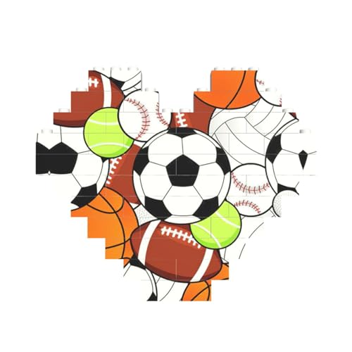 Sportball-Druck, Baustein-Puzzle, herzförmig, personalisierbar, Valentinstagsgeschenke Sportball-Druck, Baustein-Puzzle, herzförmig, personalisierbar, Valentinstagsgeschenke von ASSORT