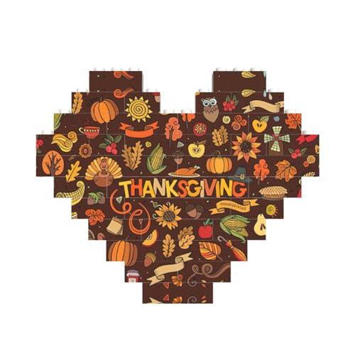 Thanksgiving-Druck, Baustein-Puzzle, herzförmig, personalisierbar, Valentinstagsgeschenk von ASSORT