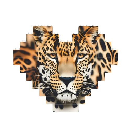 Tier-Leopardenmuster, Baustein-Puzzle, herzförmig, personalisierbar, Valentinstagsgeschenk Tier-Leopardenmuster, Baustein-Puzzle, herzförmig, personalisierbar, Valentinstagsgeschenk von ASSORT