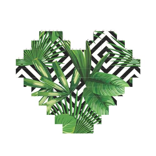 Tropische Blätter, Baustein-Puzzle, herzförmig, personalisierbar, Valentinstagsgeschenk Tropische Blätter, Baustein-Puzzle, herzförmig, personalisierbar, Valentinstagsgeschenk von ASSORT