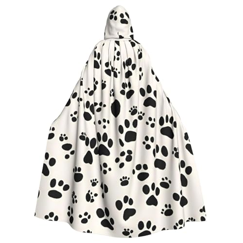 Uni Erwachsene Umhang mit Kapuze und Knochen und Pfotenabdruck, Hexenmantel für Halloween, Cosplay und Vampirparty von ASSORT