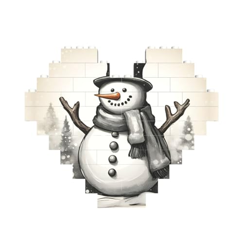 Weihnachts-Schneemann-Druck, Baustein-Puzzle, herzförmig, personalisierbar, Valentinstagsgeschenke Weihnachts-Schneemann-Druck, Baustein-Puzzle, herzförmig, personalisierbar, Valentinstagsgeschenke von ASSORT