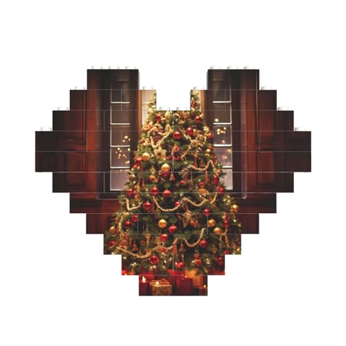 Weihnachtsbaum-Druck, Baustein-Puzzle, herzförmig, personalisierbar, Valentinstagsgeschenke von ASSORT