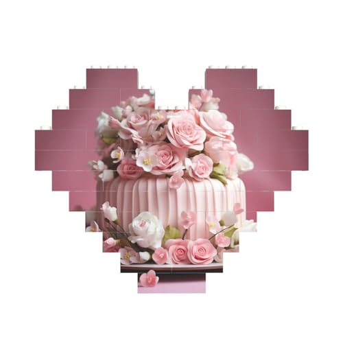Wunderschöner Blumenkuchen-Druck, Baustein-Puzzle, herzförmig, personalisierbar, Valentinstagsgeschenke Wunderschöner Blumenkuchen-Druck, Baustein-Puzzle, herzförmig, personalisierbar, Valentinstagsgeschenke von ASSORT