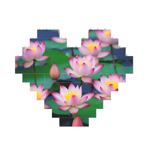 Wunderschöner Lotusblumen-Druck, Baustein-Puzzle, herzförmig, personalisierbar, Valentinstagsgeschenke Wunderschöner Lotusblumen-Druck, Baustein-Puzzle, herzförmig, personalisierbar, Valentinstagsgeschenke von ASSORT