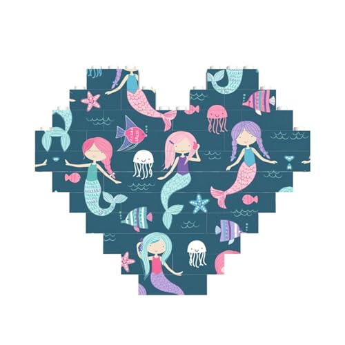 Wunderschönes Meerjungfrauen-Druck-Baustein-Puzzle in Herzform, personalisierbar, Valentinstagsgeschenke Wunderschönes Meerjungfrauen-Druck-Baustein-Puzzle in Herzform, personalisierbar, Valentinstagsgeschenke von ASSORT