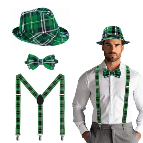 ASSUGO 3 Stück st patricks day kostüm, leprechaun patrick kostüm Set mit 1 st patricks day hut 1 fliege grün und 1 st. patricks day accessoires hosenträger für Erwachsene, kind St Pa's Party besuchen ASSUGO 3 Stück st patricks day kostüm, leprechaun patrick kostüm Set mit 1 st patricks day hut 1 fliege grün und 1 st. patricks day accessoires hosenträger für Erwachsene, kind St Pa's Party besuchen von ASSUGO