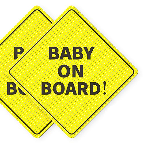 Baby On Board Schilder, Auto-Essentials – Baby On Board-Aufkleber – 2 Stück, 12,7 x 12,7 cm – leuchtend gelb und transparent beim Rückwärtsfahren – beste Sicherheitsschilder – nicht magnetisch von ASSURED SIGNS