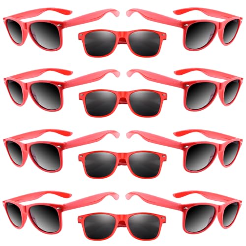 ASTARON 12 Stück Party Sonnenbrille Rot, Neon Sonnenbrille Vintage Sonnenbrillen Set Retro Lustige Party Brille für Strand Hochzeit Party Pool Party Supplies von ASTARON