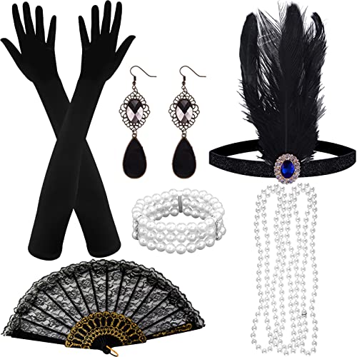 ASTARON 20er Jahre Accessoires Damen Schwarz, 20er Jahre Mode, 1920er Accessoires damen, Great Gatsby Accessoires Inklusive Haarschmuck Handschuhe Halskette Ohrringe Faltfächer Perlenarmband ASTARON 20er Jahre Accessoires Damen Schwarz, 20er Jahre Mode, 1920er Accessoires damen, Great Gatsby Accessoires Inklusive Haarschmuck Handschuhe Halskette Ohrringe Faltfächer Perlenarmband von ASTARON