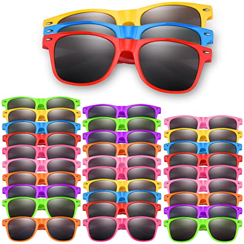 ASTARON 32 Stück Kinder Sonnenbrillen Bulk Neon Party Favors Goody Bag Fillers für Beach Wedding Party Pool Party Supplies, 8 Farben von ASTARON