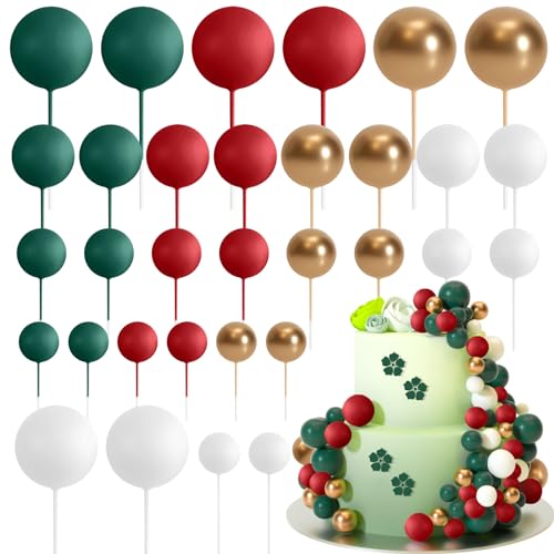 ASTARON 32 Stück Tortendeko Kugeln Cake Topper, Weihnachtsdekoration Mini-Ballons Tortenaufleger für Weihnachten Hochzeit Party Geburtstag Torte Dekorieren von ASTARON