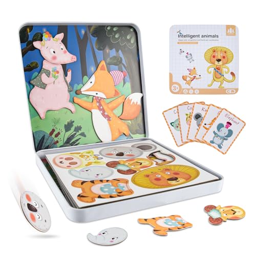 ASTARON Magnetspiel Magnetische Puzzle für Kleinkinder, Pädagogisches Reisespiel Auto-Flugzeug Aktivitäten für Kinder, Kinder ab 3 von ASTARON