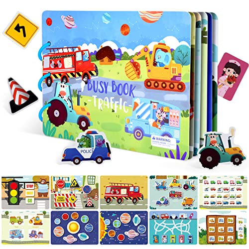 ASTARON Montessori Spielzeug Busy Book, Quiet Book für Kleinkinder 2 3 4 5 6-jährige Jungen Vorschule Lernspielzeug Geschenke für Kinder Autismus Sensorisches Spielzeug Reisespielzeug (Verkehrsthema) von ASTARON