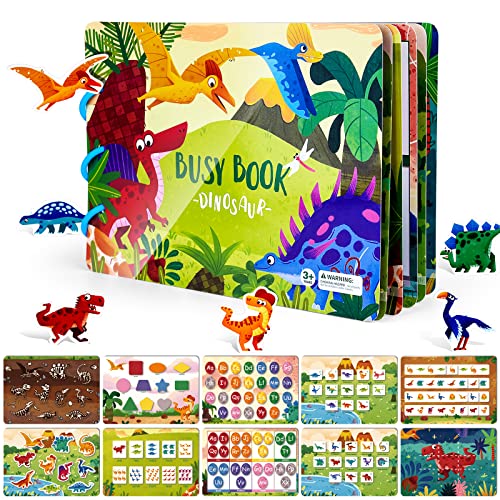ASTARON Montessori Spielzeug Busy Book, Quiet Book für Kleinkinder 2 3 4 5 6 Jahre alt Dinosaurier Spielzeug für Kinder Vorschule pädagogisches Spielzeug Geschenke für Autismus sensorisches Spielzeug von ASTARON