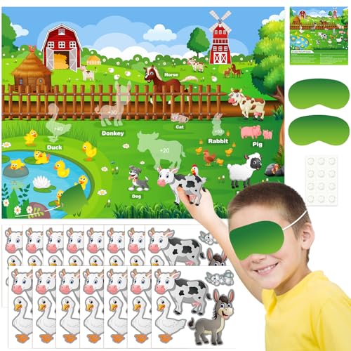 ASTARON Pin The Farm Animal Partyspiel Bauernhoftier-Geburtstagsfeierzubehör, Weihnachts-Klassenzimmerspiele Vorschulpädagogisches Spielzeug für Kinder, Heimdekoration ASTARON Pin The Farm Animal Partyspiel Bauernhoftier-Geburtstagsfeierzubehör, Weihnachts-Klassenzimmerspiele Vorschulpädagogisches Spielzeug für Kinder, Heimdekoration von ASTARON