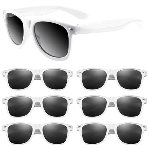 ASTARON Retro Vintage Sonnenbrille Bulk, 6 Pack polarisiert Günstige Neon Sonnenbrillen Bulk für Frauen und Männer(Weiß) von ASTARON