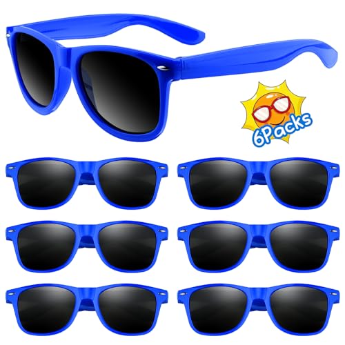 ASTARON Retro Vintage Sonnenbrillen Bulk, 6 Pack polarisiert Günstige Neon Sonnenbrillen Bulk für Frauen und Männer(Blau) von ASTARON