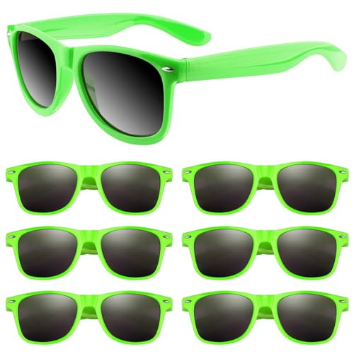 ASTARON Retro Vintage Sonnenbrillen Bulk, 6 Pack polarisiert Günstige Neon Sonnenbrillen Bulk für Frauen und Männer(Grün) von ASTARON