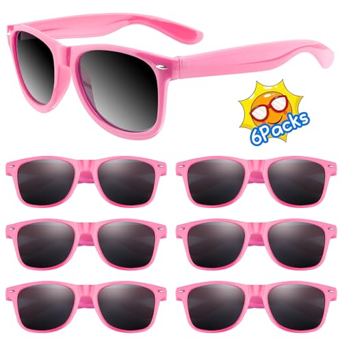 ASTARON Retro Vintage Sonnenbrillen Bulk, 6 Pack polarisiert Günstige Neon Sonnenbrillen Bulk für Frauen und Männer(Rose) von ASTARON