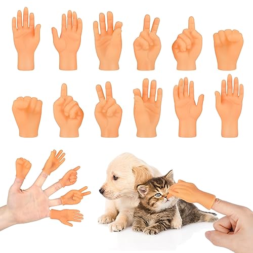 ASTER 12 Stück Minihände, Mini Hände für Finger, Kleine Hände, Gummi Minihände Set Kleine Hände Fingerpuppe für Haustier Katzen Kinder Spiele Party von ASTER