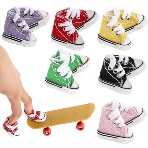 Aster 6 Paar Finger Skateboard Schuhe Mini Fingerschuhe, Kleine Finger Dance Canvas Schuhe Finger Spielzeug Brettschuhe Der Kinder Fingerschuhe für Graffiti-Griffbrett von ASTER