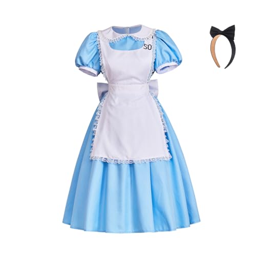 ASTRICO Japanisches Anime-Cosplay-Kostüm für Damen: Lolita-Dienstmädchen in blauem Kleid mit Schürze (M) von ASTRICOS