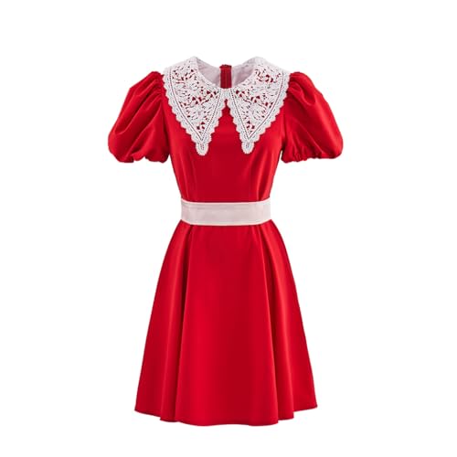 ASTRICOS Annie Kostüm Little Orphan Annie Cosplay Kurzarm Rotes Kleid Frauen Halloween Annie Outfits (S) von ASTRICOS