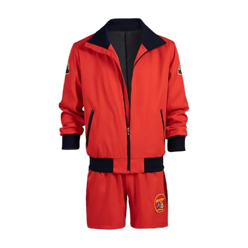 ASTRICOS Baywatch Rettungsschwimmer Kostüm für Herren, rotes Outfit, Cosplay, Strand-Outfit, Jacke und Hose (L) von ASTRICOS