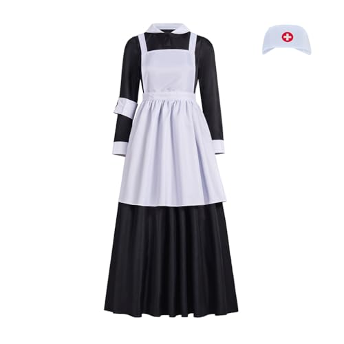 ASTRICOS Florence Nightingale Kostüm für Erwachsene, Krankenschwesteruniform aus dem Bürgerkrieg, mit Schürze, Hut und Armbinde (XXL) von ASTRICOS