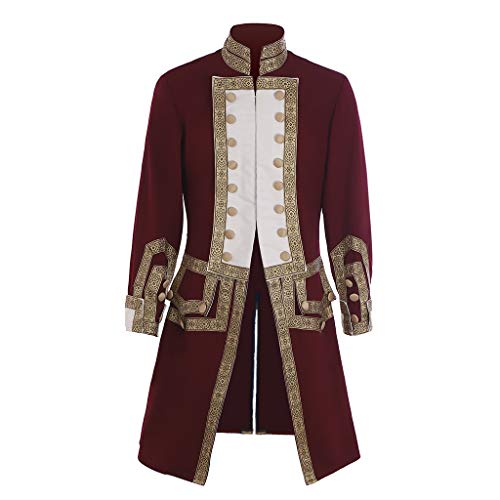 ASTRICOS Herren 18. Jahrhundert viktorianische koloniale Militäruniform Cosplay Jacke mittelalterliche Regentschaft Offiziersuniform für Männer (Rot, XXL) von ASTRICOS